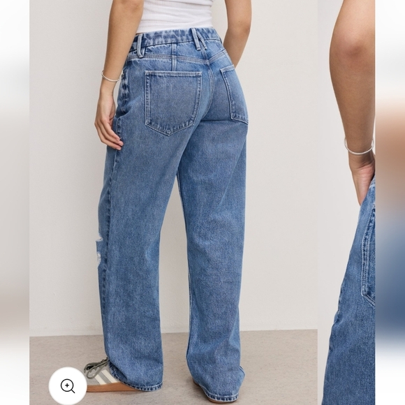NWT Good American Plus Size Good Petite 90s Mid Rise Baggy Straight Jeans 18 - Picture 2 of 16